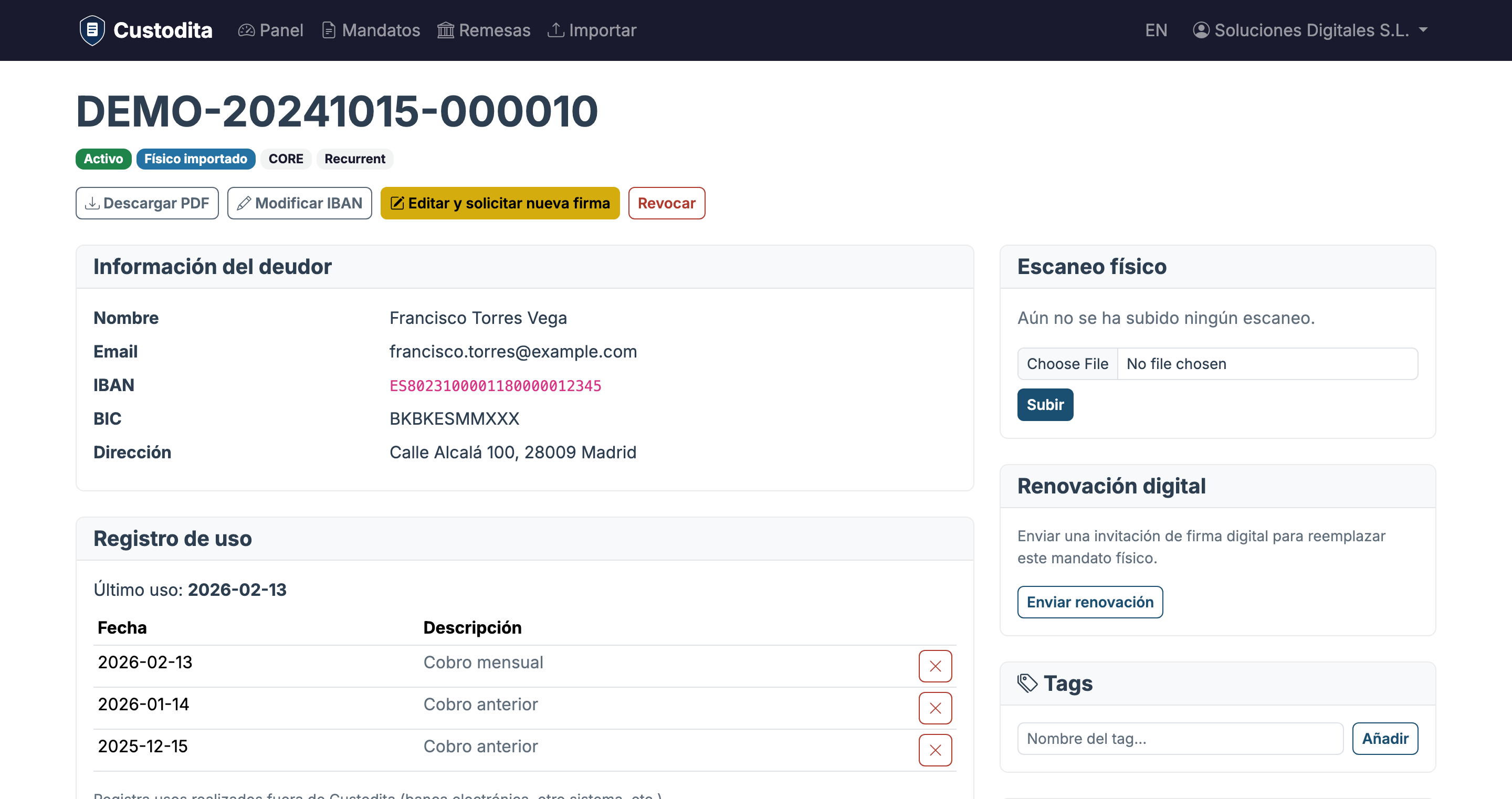 Adjunta los originales firmados